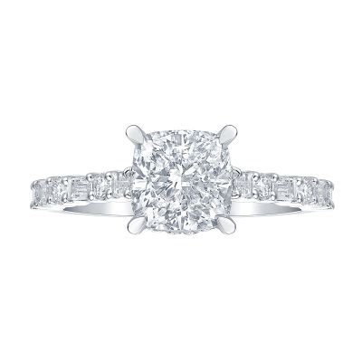 Cuhsion Baguette Diamond Ring