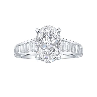 Oval Solitaire Baguette Diamond Ring